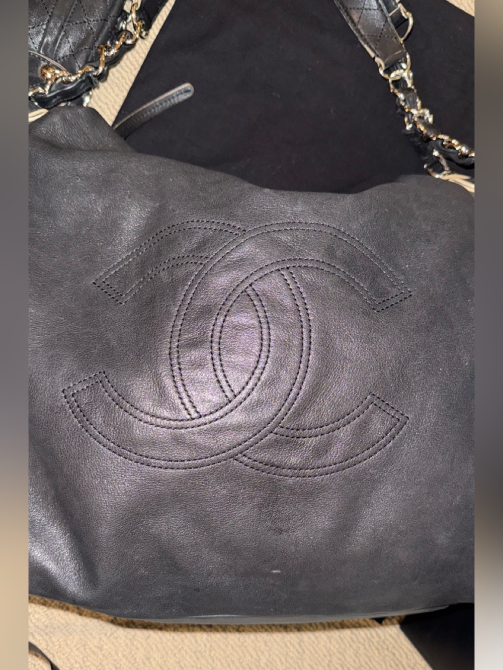 Authentic Chanel Black Soft Edgy Hobo bag purse lambskin leather CC - Picture 10 of 16